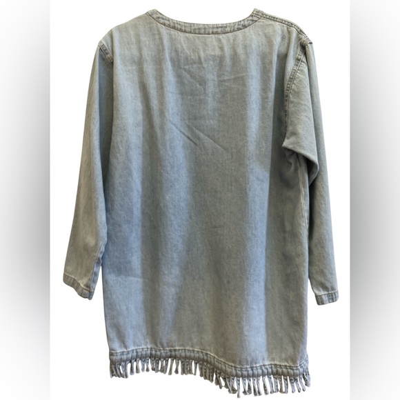 CMC Color Me Cotton Fringe Hem Tunic Top Made in USA Boho Artwear Lagenlook - Picture 2 of 4